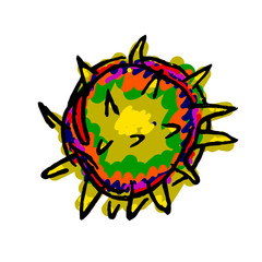Conceptual hand drawing of a dangerous virus. Isolated icon design.