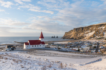 Landscapes and Cityscape of The village of Vik in Iceland