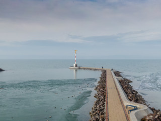 Aerial view of Frozen Balaton