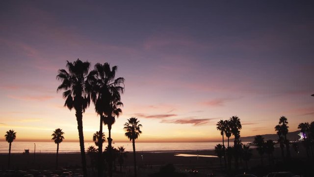 WS, Lockdown, sunset at the beach, Los Angeles, California, USA