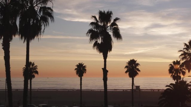 WS, PAN, sunset at the beach, Los Angeles, California, USA