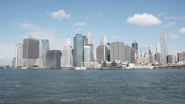 WS, Lockdown, View of Manhattan across the East River, New York City, USA