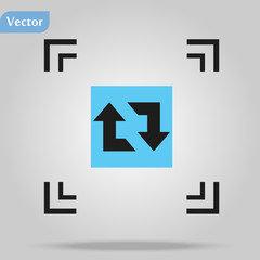 Arrow reload, rotate, refresh, repeat sign on rounded square glossy icon web internet button and color reflection on gray background. Vector illustration web design element eps10