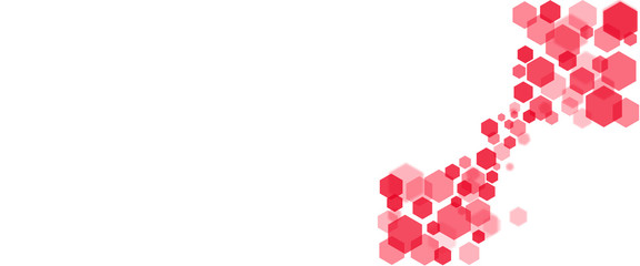 Geometric shapes hexagons in red. On white background