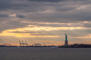 sunset in New York city