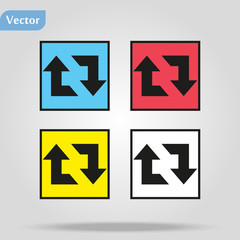 Arrow reload, rotate, refresh, repeat sign on rounded square glossy icon web internet button and color reflection on gray background. Vector illustration web design element eps10