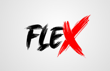 flex grunge brush stroke word text for typography icon logo design