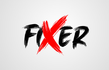fixer grunge brush stroke word text for typography icon logo design