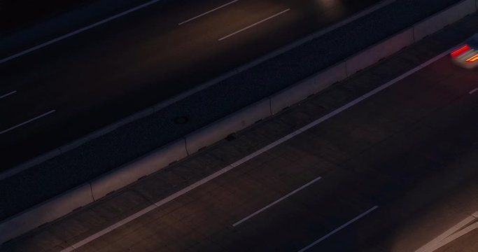 High angle shot of vehicles moving on highway at night, Baden-Wuerttemberg, Germany
