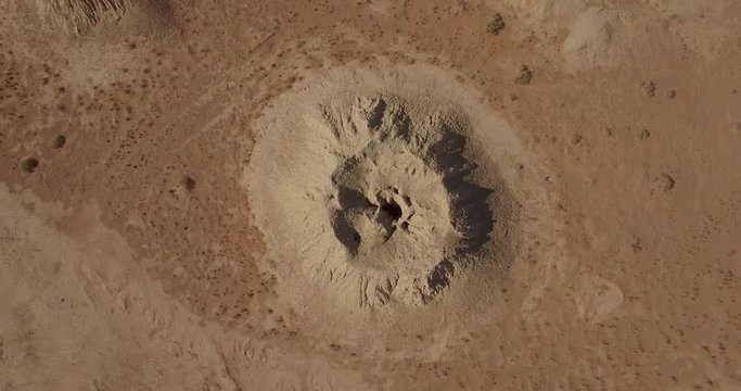 Zoom out shot of sandy landscape, Erg Chebbi, Morocco