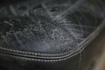 background of old leather car seat with mold close up