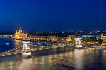 Budapest at night with city lights