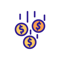 Money is falling icon vector. Thin line sign. Isolated contour symbol illustration