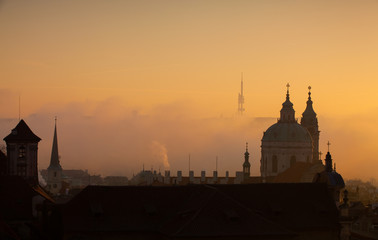 Naklejka premium The Church of Saint Nicholas in the morning mist.