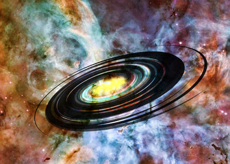 Obraz na płótnie Canvas Black hole somewere in space. Science fiction. Dramatic space background. Elements of this image were furnished by NASA