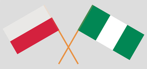 Crossed flags of Nigeria and Poland