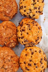 Freshly baked muffins at a bakery