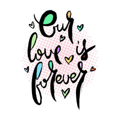 Hand lettering grunge card with textured handcrafted doodle letters in retro style