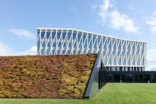 Viborg, Denmark - August 27, 2015: City hall of Viborg in Denmark from Henning Larsen international architecture firm