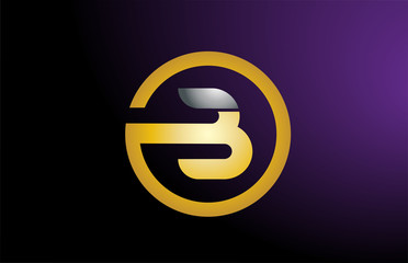 Obraz premium B gold golden silver metal metallic alphabet letter logo company icon design