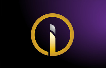 I gold golden silver metal metallic alphabet letter logo company icon design