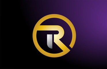 R gold golden silver metal metallic alphabet letter logo company icon design