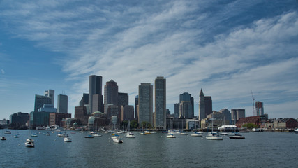 Fototapeta na wymiar Boston skyline with Financial District and Boston Harbor
