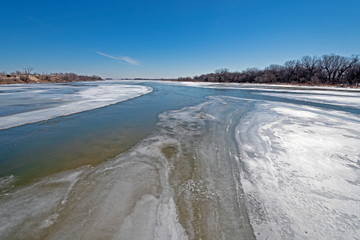Colorful Ice and Water in the Late Winter