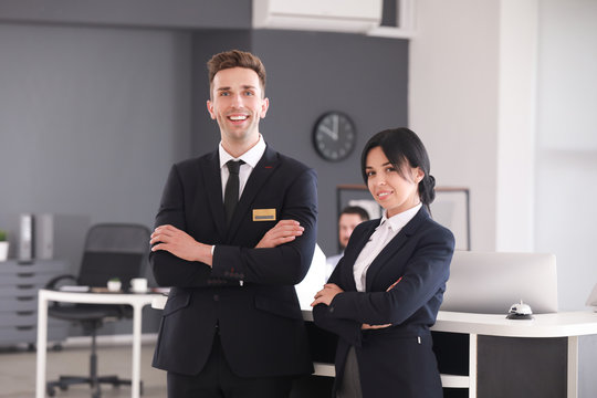 Portrait of receptionists in office