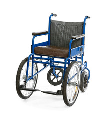Fototapeta na wymiar Empty wheelchair on white background