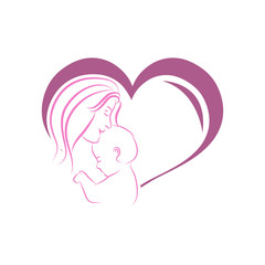 mothers love. moms and baby logo designs icon