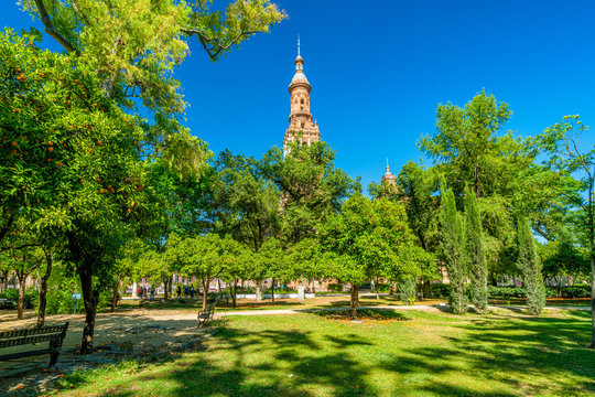 The Parque de Mar&iacute;a Luisa (Mar&iacute;a Luisa Park), famous public park in Seville, Andalusia, Spain.