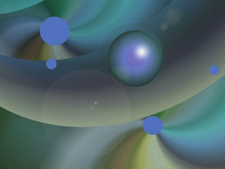 Multicolored Abstract Illustration with Spheres and Curves