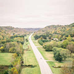 Roadway Traveling into the Distance in the Autumn