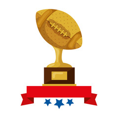 ball american football trophy with ribbon and stars