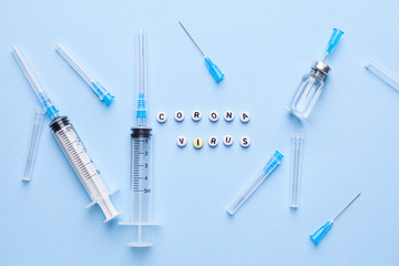 Medicines for Coronavirus on color background