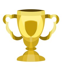 gold trophy cup flat illustration. modern style