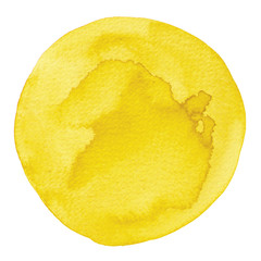 Watercolor illustrated yellow ink circle stain spot 