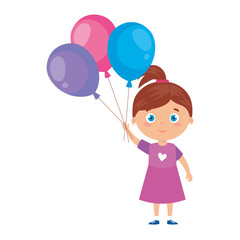 cute little girl with balloons helium
