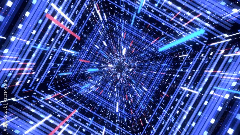 Poster abstrat hyper jump through blue stars into the universe, seamless loop. animation. speed of light mo