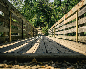 Wooden Bridge Walkway Viewed from Low Angle