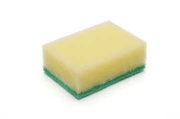 Sponge for washing dishes and plumbing on a white background