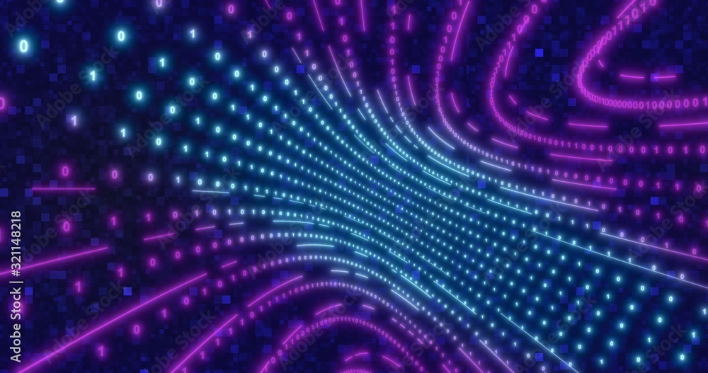 Aufkleber neon circle background with data tunnel. fluorescent ultraviolet lights ed animation . virtual reali