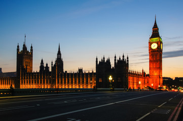 Fototapeta na wymiar Big Ben and Houses of Parliament at sunset, London England United Kingdom UK