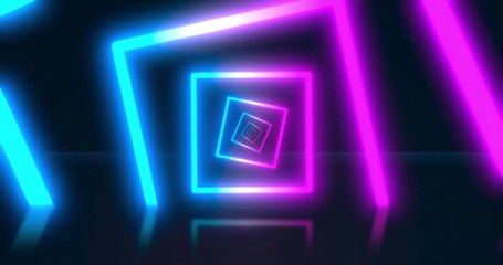etric endless tunnel, blue pink spectrum, 3d render