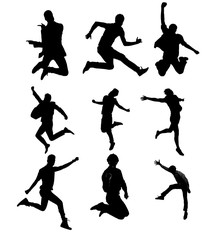Jumping Businessman icons collection celebration