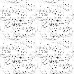 Grunge seamless pattern with stars and circles shabby texture. Vector template can be used in different designs as an additional element of the background.