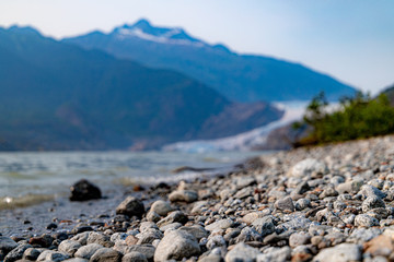 rocks with a glacier