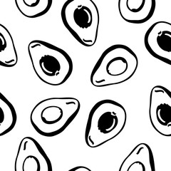 Vector repeating texture with stylized avocado. Abstract seamless pattern.