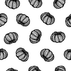 Vector repeating texture with stylized pumpkin. Abstract seamless pattern.